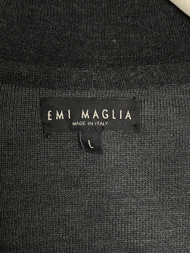 Heather Gray Wool Blend Grandma Collar Button Cardigan Sweater EMI Maglia Sz L - Picture 3 of 6